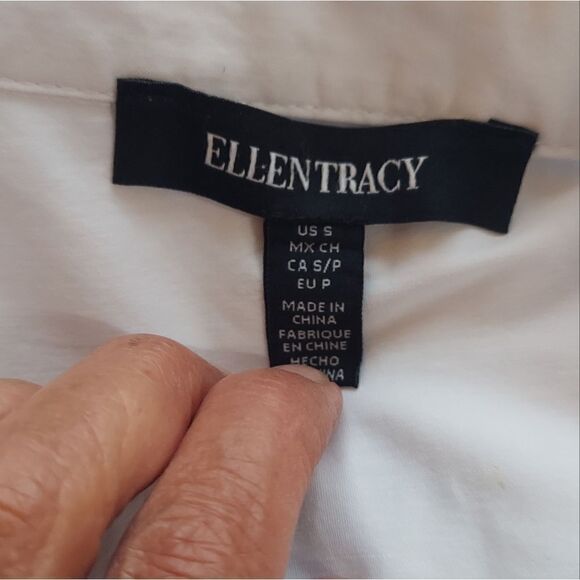 NWOT ELLEN TRACY White Trapeze Cut Blouse Pockets Size S - Picture 6 of 11